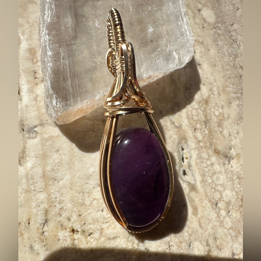 14k Gold Filled Natural Amethyst Necklace Pendant - Picture 6 of 10